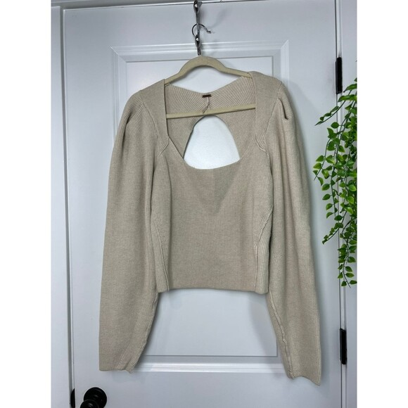 FREE PEOPLE Ivory Saffron Fitted Sweater SZ medium - Picture 3 of 6